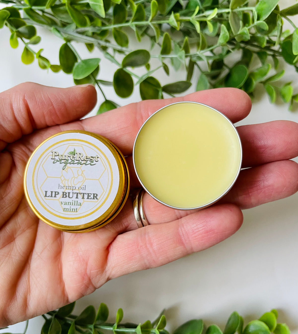 Organic vanilla mint hemp seed oil intensive moisture lip butter, vanilla mint lip balm