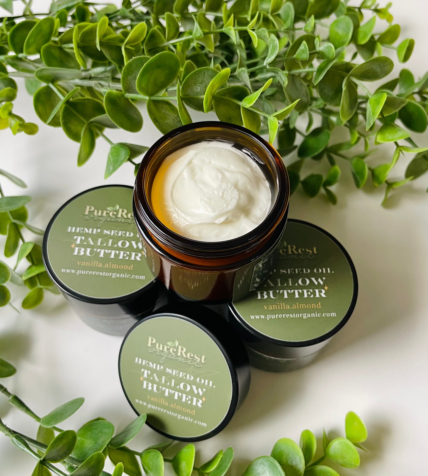 Vanilla Almond organic whipped grass-fed tallow body butter for dry skin