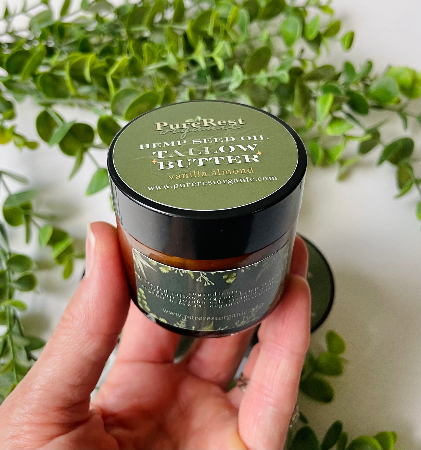 Vanilla Almond organic whipped grass-fed tallow body butter for dry skin