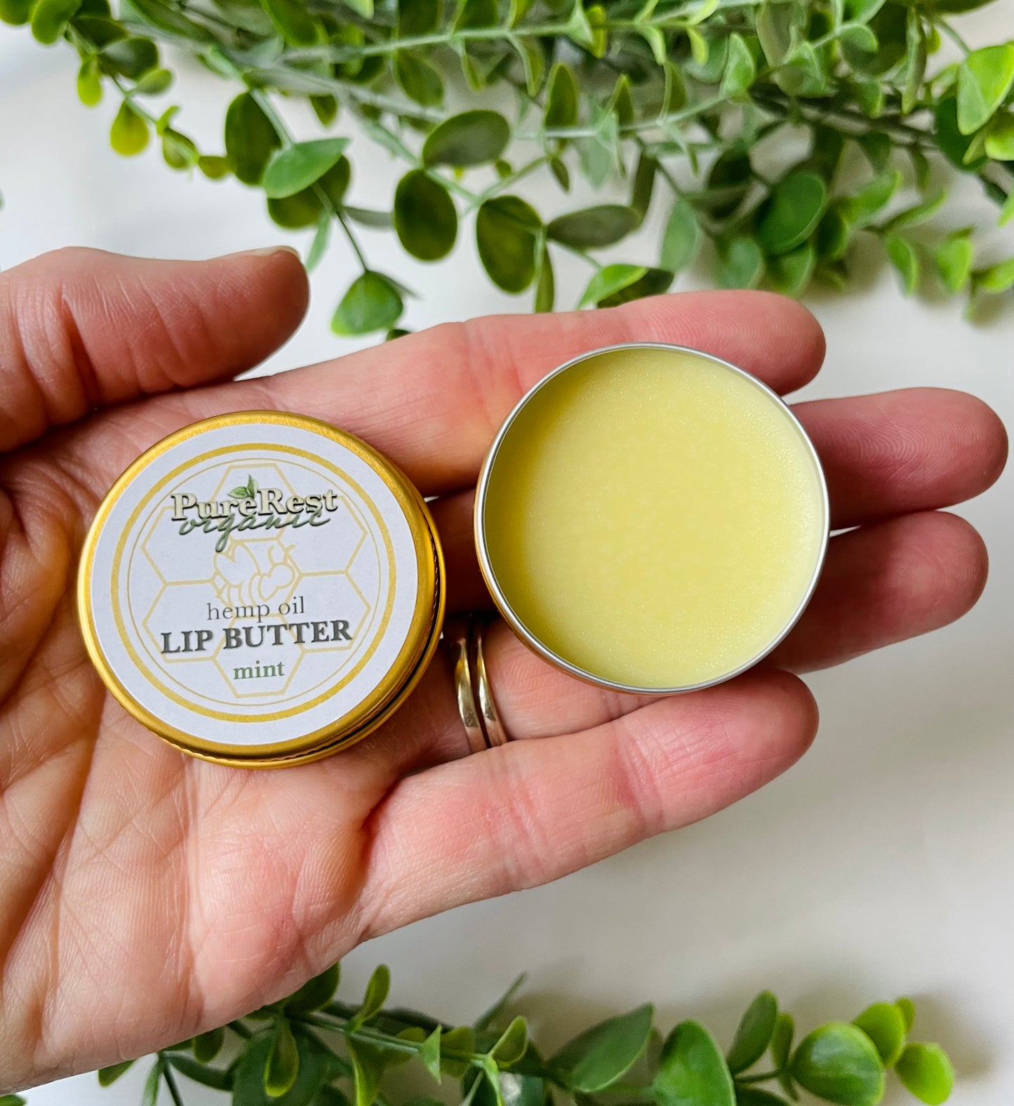 Organic mint hemp seed oil intensive moisture lip butter, mint lip balm
